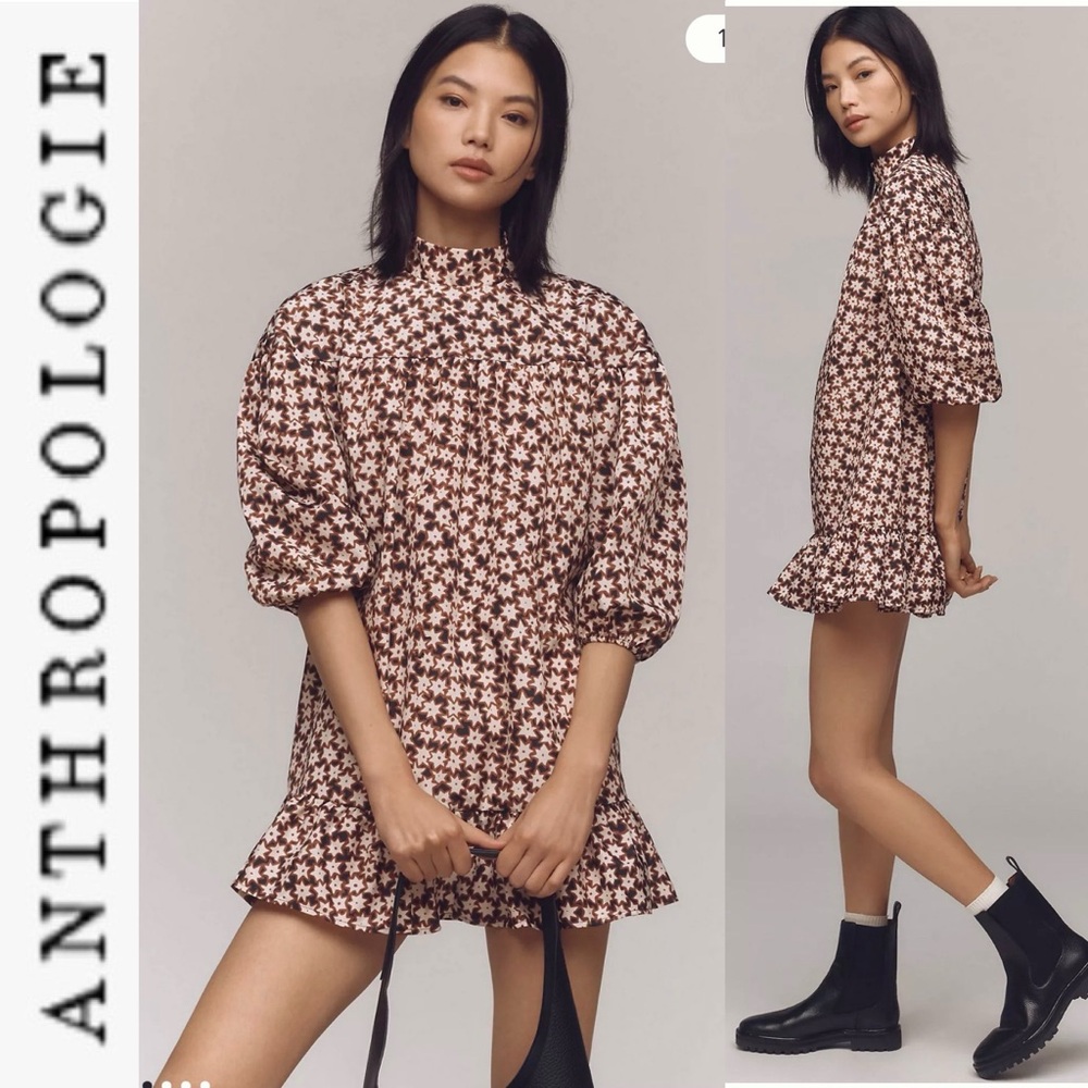 NEW Anthropologie Mock-Neck Star Swing Dress xs